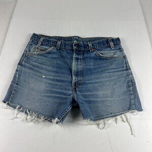 VTG 90s Levi's Jean Short Men 35* 517 Blue Cut Off Distressed Denim Jorts Tag 36